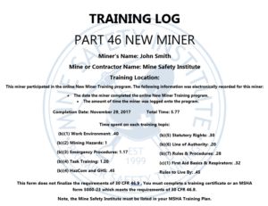 part 46 new miner training